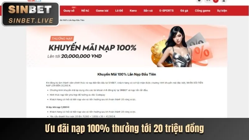 Tiền thưởng chào mừng lớn cho người chơi mới tại sanvip apk